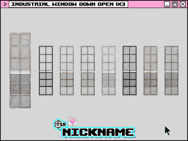 Sims 4 — industrial window down open 1x3 by NICKNAME_sims4 — industrial window 1 tile 12 package files. industrial window