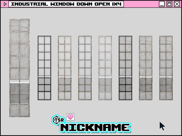 Sims 4 — industrial window down open 1x4 by NICKNAME_sims4 — industrial window 1 tile 12 package files. industrial window