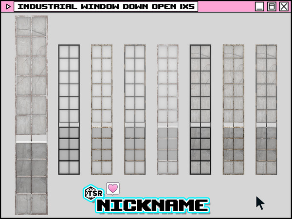 Sims 4 — industrial window down open 1x5 by NICKNAME_sims4 — industrial window 1 tile 12 package files. industrial window