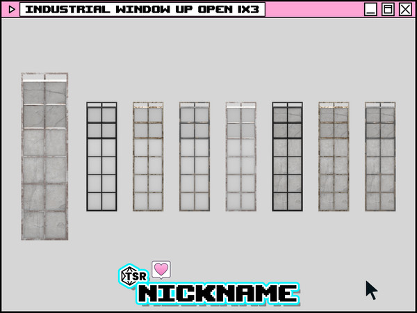 Sims 4 — industrial window up open 1x3 by NICKNAME_sims4 — industrial window 1 tile 12 package files. industrial window