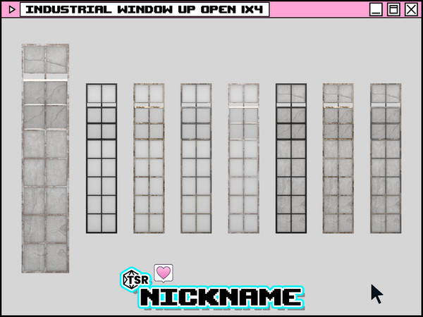 Sims 4 — industrial window up open 1x4 by NICKNAME_sims4 — industrial window 1 tile 12 package files. industrial window