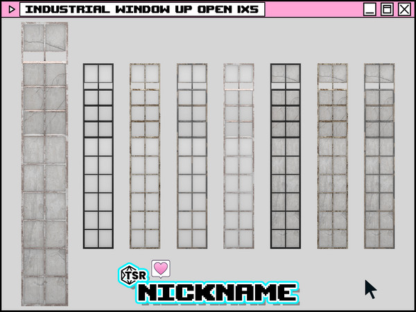 Sims 4 — industrial window up open 1x5 by NICKNAME_sims4 — industrial window 1 tile 12 package files. industrial window