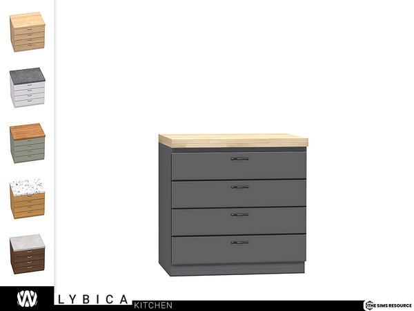 Sims 4 — Lybica Counter III by wondymoon — - Lybica Kitchen - Counter III - Wondymoon|TSR - Creations'2022