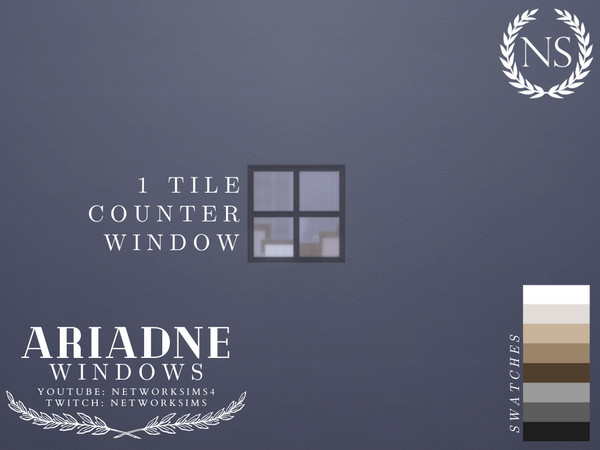 Sims 4 — Ariadne Windows - 1 Tile Counter by networksims — A modern simple window in 8 neutral colour swatches.