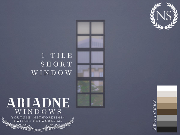 Sims 4 — Ariadne Windows - 1 Tile Short by networksims — A modern simple window in 8 neutral colour swatches.