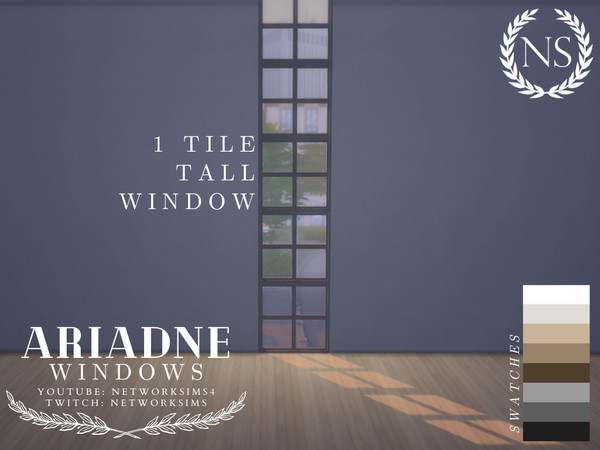Sims 4 — Ariadne Windows - 1 Tile Tall by networksims — A modern simple window in 8 neutral colour swatches.
