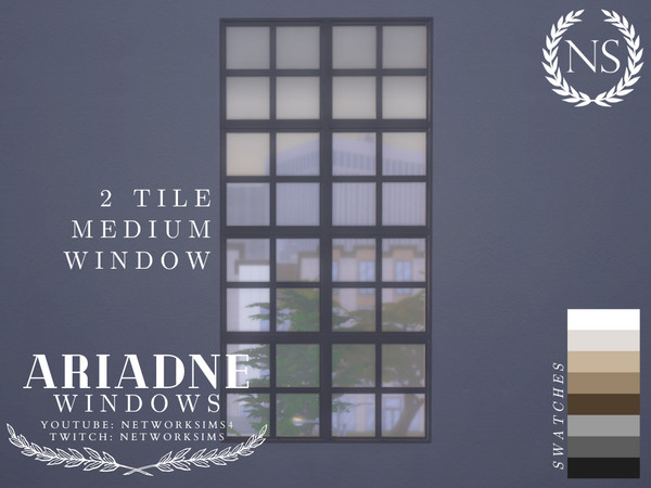 Sims 4 — Ariadne Windows - 2 Tile Medium by networksims — A modern simple window in 8 neutral colour swatches.