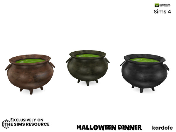 Sims 4 — Halloween Dinner_Cauldron by kardofe — Witch's cauldron, decorative, in three colour options