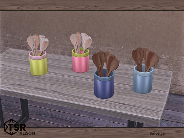 Sims 4 — Alison. Utensils, v1 by soloriya — Utensils, version one. Part of Alison set. 4 color variations. Category: