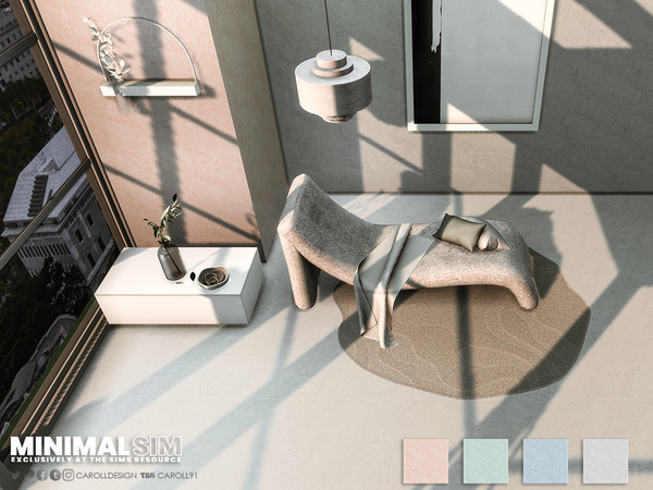 Sims 4 — Minimalsim Basic Plaster Floor by Caroll912 — A 4-swatch, neutral, soft plaster floor in light shades of grey,