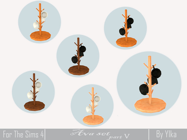 Sims 4 — Ava set part V Kitchen - rack with cups by Ylka — Has 6 colors. You can see all the colors in the photo above.