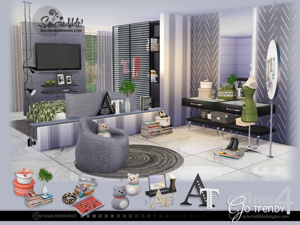 Sims 4 — Go Trendy Office by SIMcredible! — Go Trendy set is separated in 3 areas. This is the first - the office set. We