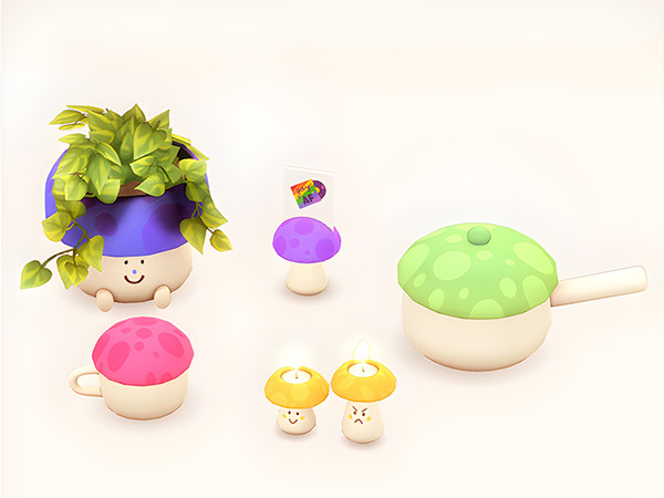 Sims 4 — Mushroom Set by aira_cc — A mini mushroom set for your beautiful rooms!!