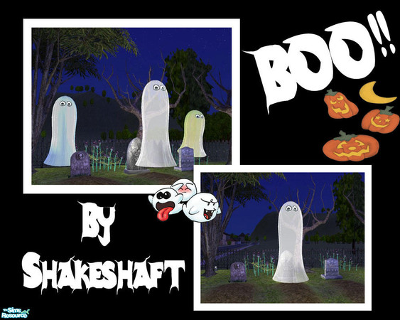 Sims 2 — Boo!! by Shakeshaft — A set of fun Ghost sculptures to decorate your sims homes and gardens this Halloween...
