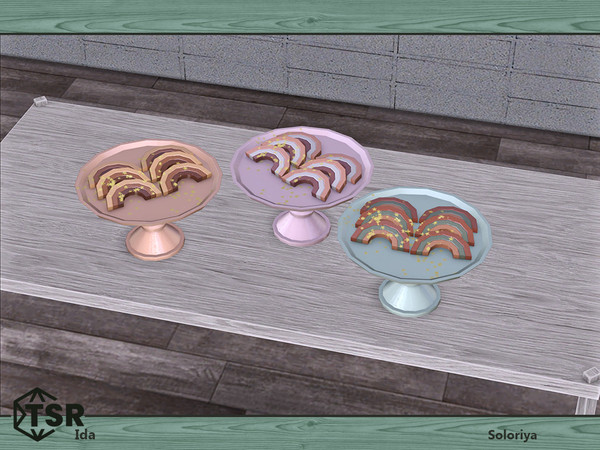 Sims 4 — Ida. Cookies by soloriya — Decorative cookies on a tray. Part of Ida set. 3 color variations. Category:
