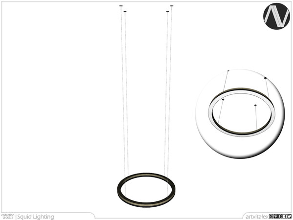 Sims 3 — Squid Ceiling Lamp Circle Tall by ArtVitalex — Lighting Collection | All rights reserved | Belong to 2022