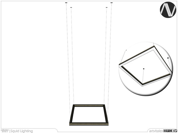 Sims 3 — Squid Ceiling Lamp Rectangle Tall by ArtVitalex — Lighting Collection | All rights reserved | Belong to 2022