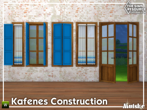 Sims 4 — Kafenes Construction Set Part 2 Middle by Mutske — This set is inspired on an Greek Cafe. The windowsills have