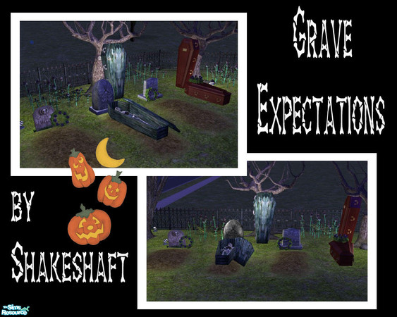 Sims 2 — Grave Expectations by Shakeshaft — A set of Caskets and Graves to decorate your sim cemeteries....also 2 wreaths