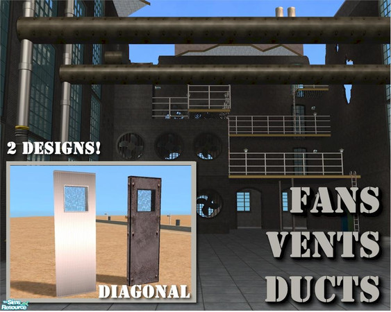 Sims 2 — Square Grill Window (DIAGONAL) by Cyclonesue — A grill window for industrial lots. In both high-tech brushed