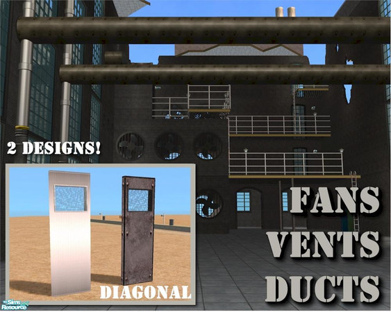 Sims 2 — Rectangular Grill Window (DIAGONAL) by Cyclonesue — A grill window for industrial lots. In both high-tech