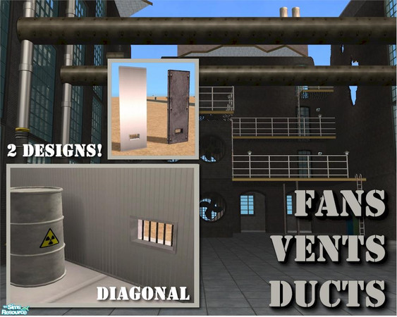 Sims 2 — Low (Floor-Level) Vent DIAGONAL by Cyclonesue — A floor-level grill window for industrial lots. In both