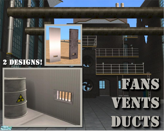 Sims 2 — Low Air Vent Window by Cyclonesue — A floor-level grill window for industrial lots. In both high-tech brushed
