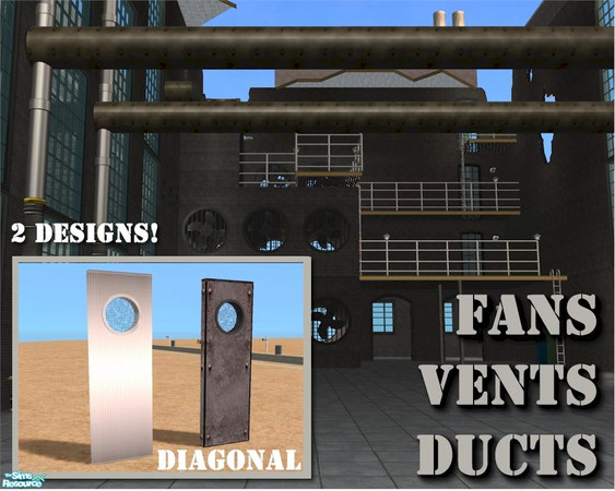 Sims 2 — Circular Small Grill (DIAGONAL) by Cyclonesue — A grill window for industrial lots. In both high-tech brushed