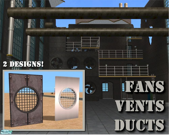 Sims 2 — 2-tile Industrial Grill Window by Cyclonesue — A large grill window for industrial lots. In both high-tech
