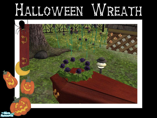 Sims 2 — Halloween Wreath by Shakeshaft — Part of a set of Caskets and Graves to decorate your sim cemeteries....also 2
