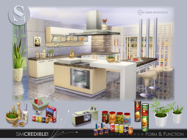 Sims 4 — Form and Function Kitchen [web transfer] by SIMcredible! — Bringing to your sims the Form & Function set.