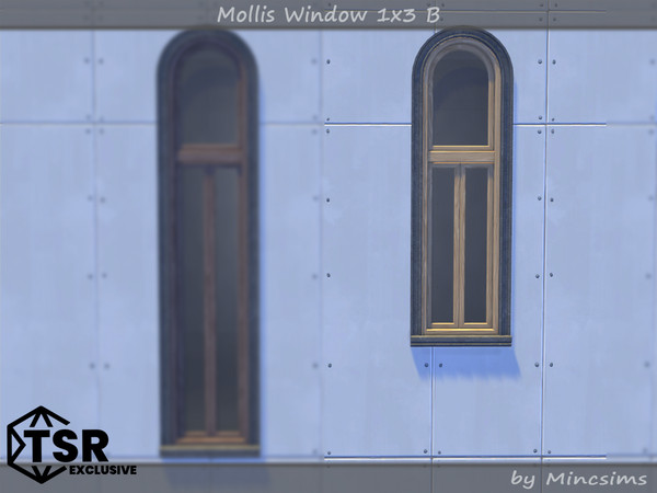 Sims 4 — Mollis Window 1x3 B by Mincsims — Basegame Compatible 8 swatches for Short Wall