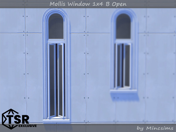 Sims 4 — Mollis Window 1x4 B Open by Mincsims — Basegame Compatible 8 swatches for Medium Wall