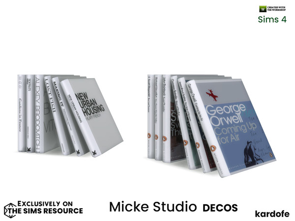 Sims 4 — kardofe_Micke Studio_Books by kardofe — Group of books a bit messy, in two colour options
