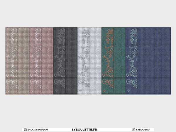 Sims 4 — Mozaic - Wallpaper tiles by Syboubou — Wall mosaic tiles with both plain or figurative pattern.
