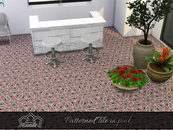 Sims 4 — PatternedTilePink_2 by Emerald — Patterned tile can be used in interior or exterior and very versatile.