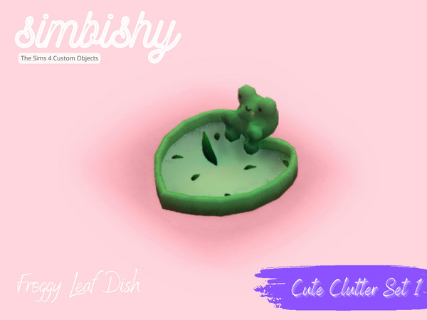 Sims 4 — Cute Clutter - Froggy Leaf Dish by simbishy — A ceramic leaf dish with a little froggy.