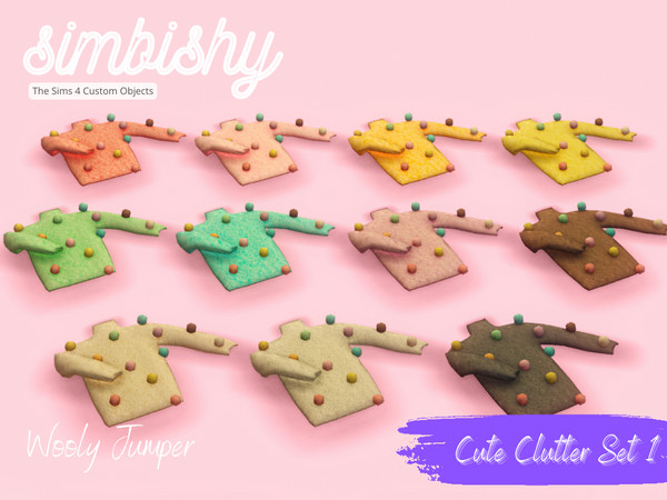 Sims 4 — Cute Clutter - Wooly Jumper by simbishy — A wooly pom pom jumper thrown haphazardly on the floor. No need to