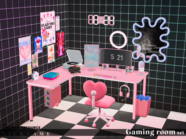 Sims 4 — Gaming room set by NICKNAME_sims4 — Gaming room set 12 package files. -Gaming room set_desk L -Gaming room
