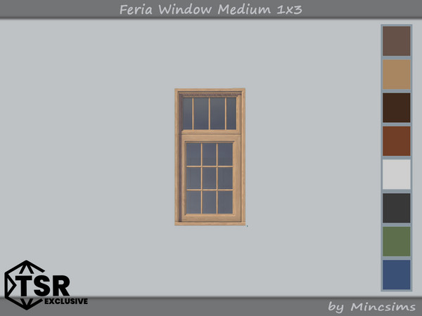 Sims 4 — Feria Window Medium 1x3 by Mincsims — 8 swatches Basegame Compatible