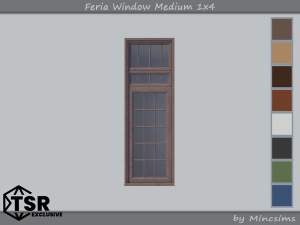 Sims 4 — Feria Window Medium 1x4 by Mincsims — 8 swatches Basegame Compatible