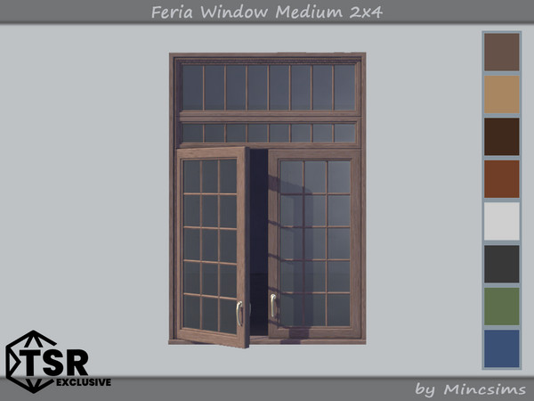 Sims 4 — Feria Window Medium 2x4 by Mincsims — 8 swatches Basegame Compatible
