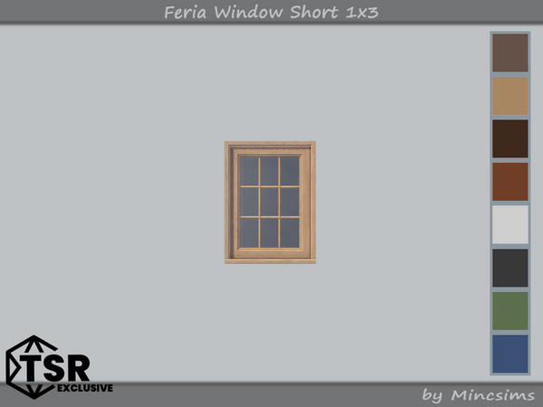 Sims 4 — Feria Window Short 1x3 by Mincsims — 8 swatches Basegame Compatible
