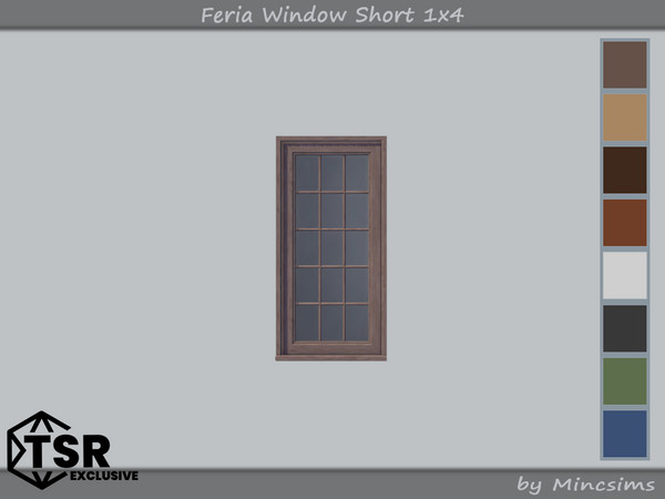 Sims 4 — Feria Window Short 1x4 by Mincsims — 8 swatches Basegame Compatible