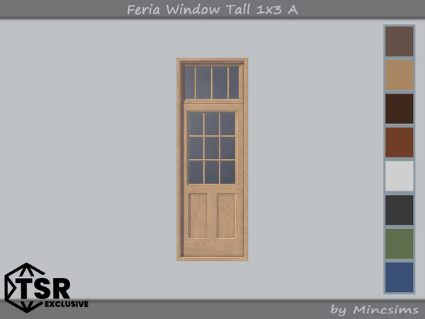 Sims 4 — Feria Window Tall 1x3 A by Mincsims — 8 swatches Basegame Compatible