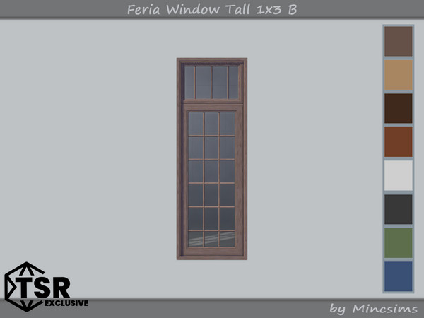 Sims 4 — Feria Window Tall 1x3 B by Mincsims — 8 swatches Basegame Compatible