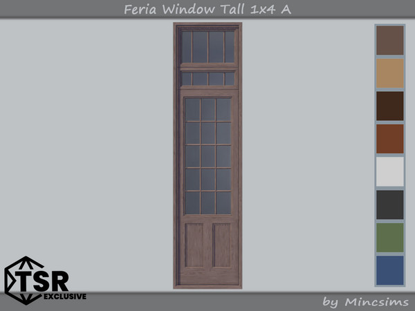Sims 4 — Feria Window Tall 1x4 A by Mincsims — 8 swatches Basegame Compatible