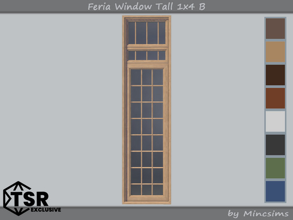 Sims 4 — Feria Window Tall 1x4 B by Mincsims — 8 swatches Basegame Compatible