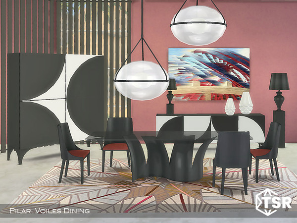 Sims 4 — Voiles Dining by Pilar — monochrome or bicolour, you choose