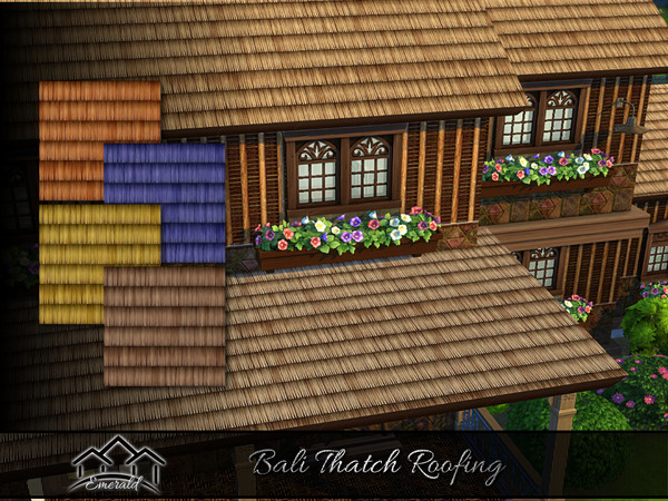 Sims 4 — Bali Thatch Roofing by Emerald — Unique design long-lasting eco natural thatch roof.